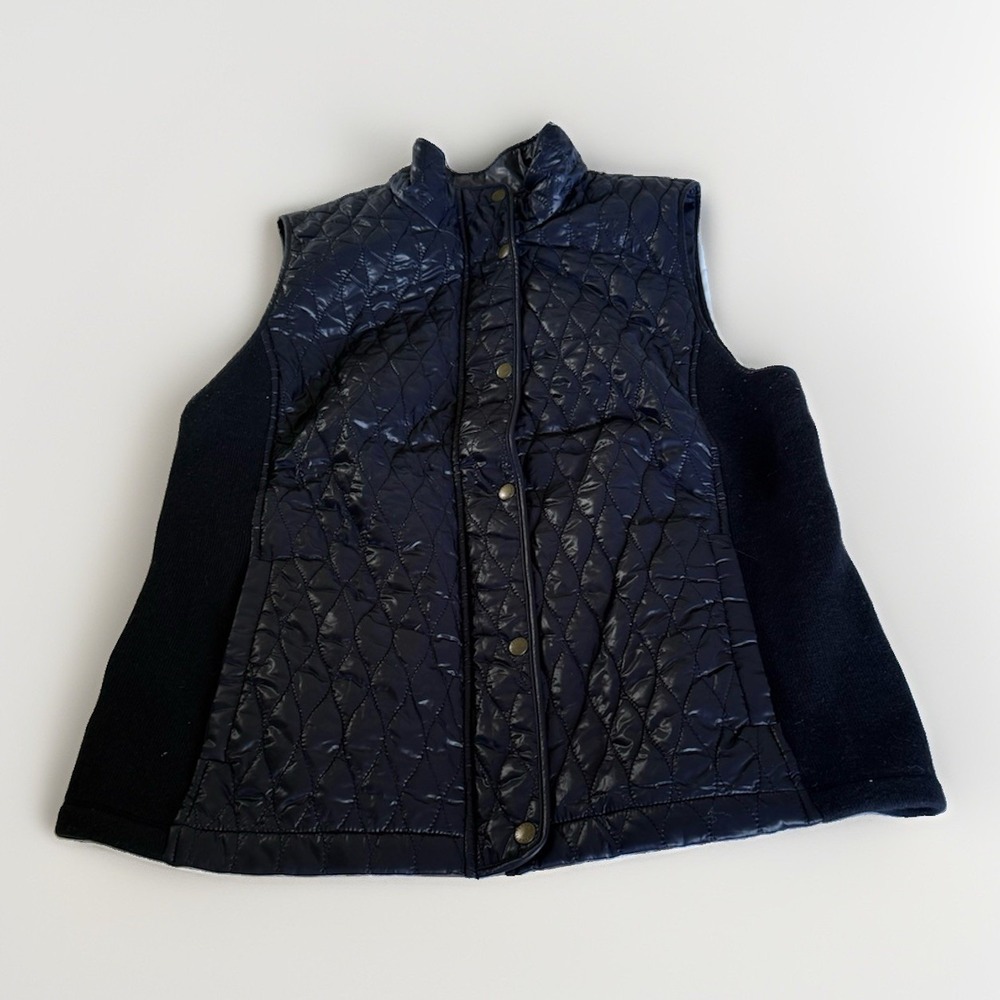 Talbots Navy Quilted Mock Neck Vest, Gorp Core/Casual/Military, M